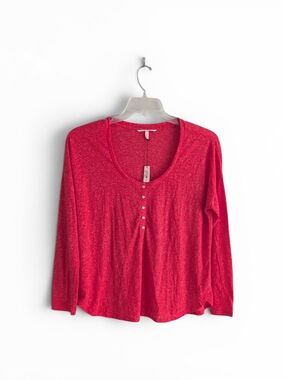 NWT Victoria's Secret Red Marle Lounge Henley Top Sz.M